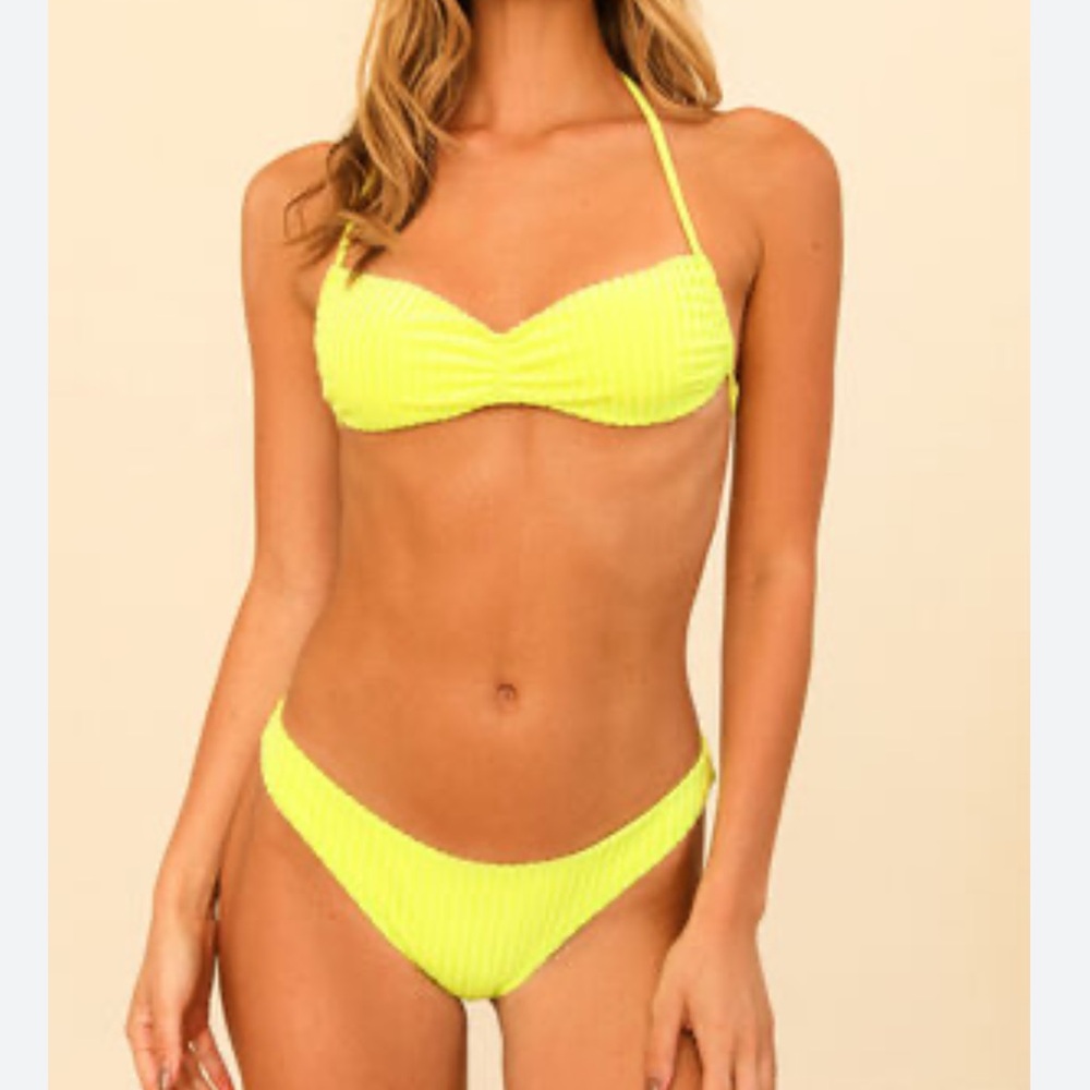 DIPPIN DAISYS Neon Yellow Christina 2-Piece Bikini Set--NWT--L